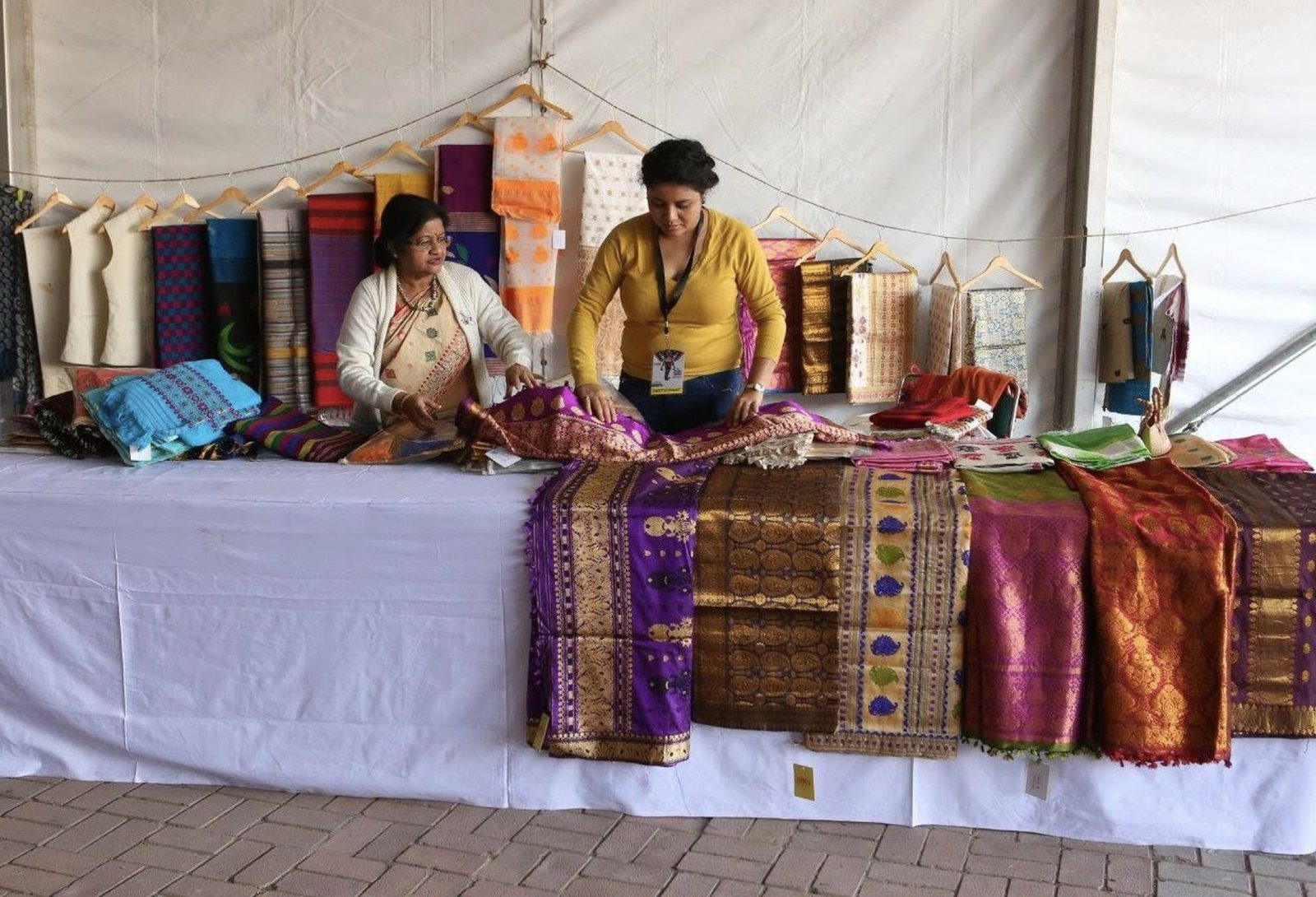 Textiles on a craft stall