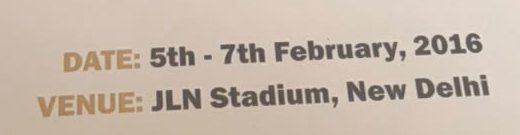 The sponsorship deck, title page: date 5th–7th February 2016, venue JLN Stadium, New Delhi