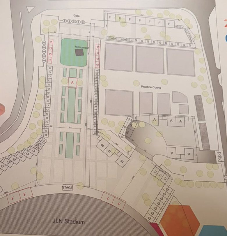 The planned layout of the grounds, a page of the sponsorship deck