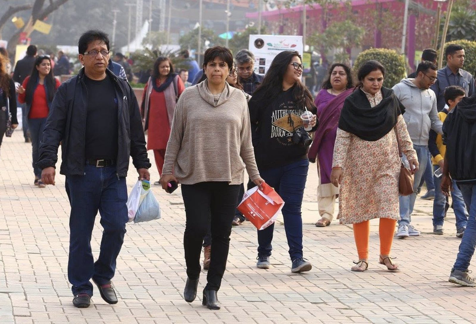 Visitors walking the grounds